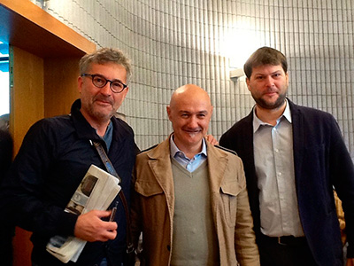 Roberto Massari CNA Lugo, Mirco Bagnari e Matteo Giacomoni coordinatore PD Bassa Romagna
